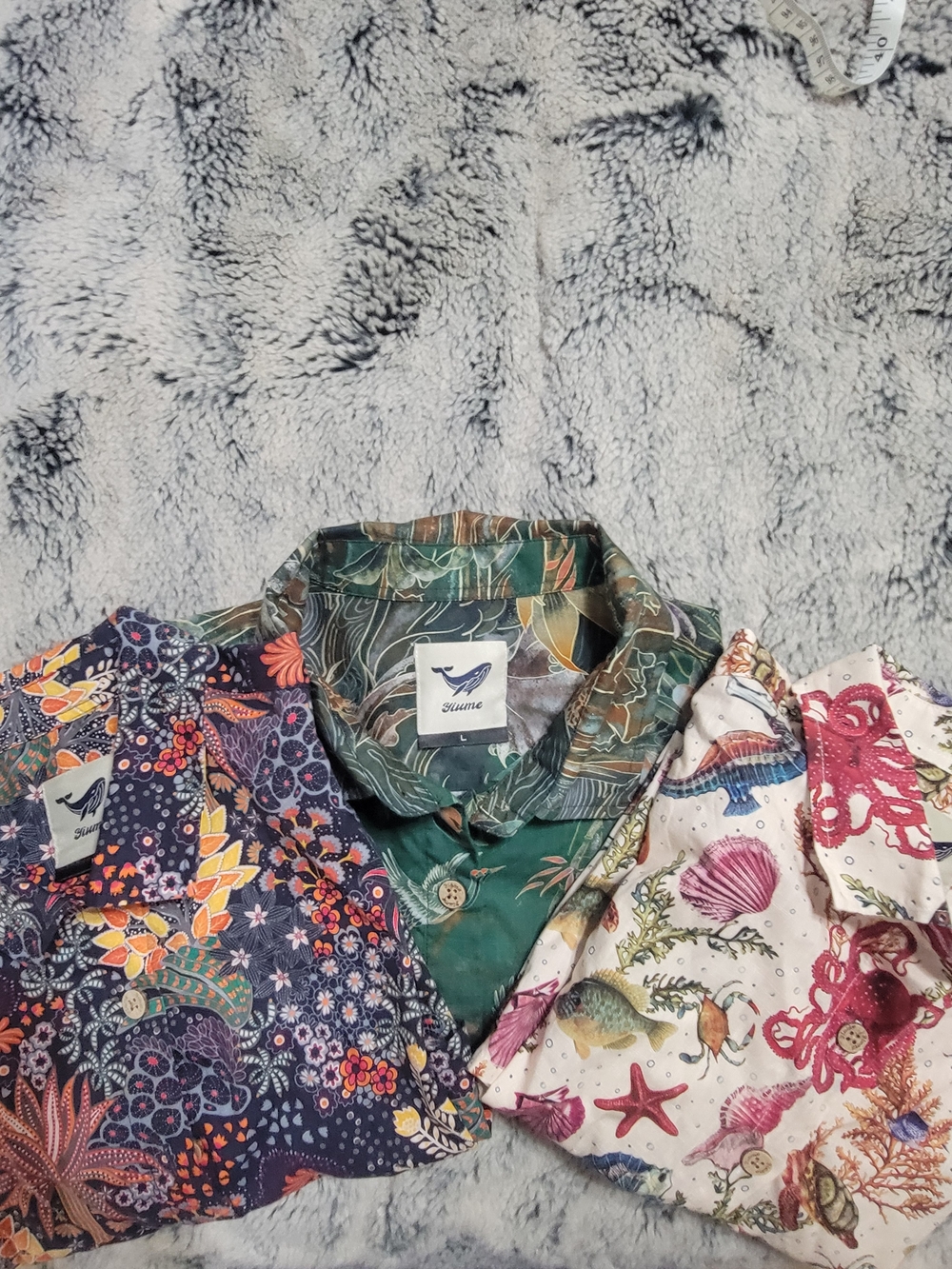 YIUME Men's Hawaiian Shirt Enchanted Lotus Tapestry Print, Sealife, and Floral.